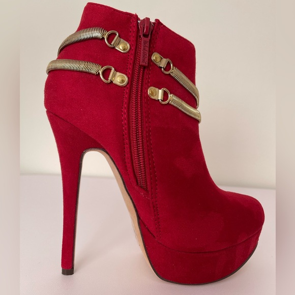 Michael Antonio Platform Dress Ankle Booties Red Size 5 - Picture 3 of 7